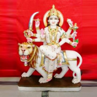 3.5 ft Goddess Durga Sitting on Roadring Lion Sawari