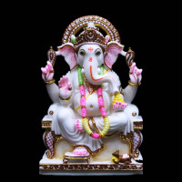 Idol of Lord Ganesha (Ganesh Bhagwan) White marble